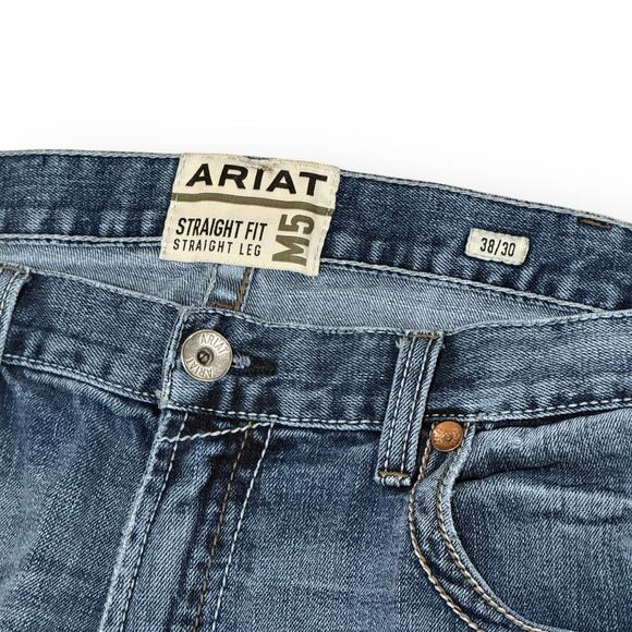 Ariat Men’s M5 Jeans Stillwell Straight Fit Leg 38/30 Embroidered Fargo Wash - Picture 3 of 15